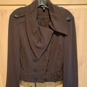 Bebe M medium olive military unlined belted jersey-like jacket - EUC!